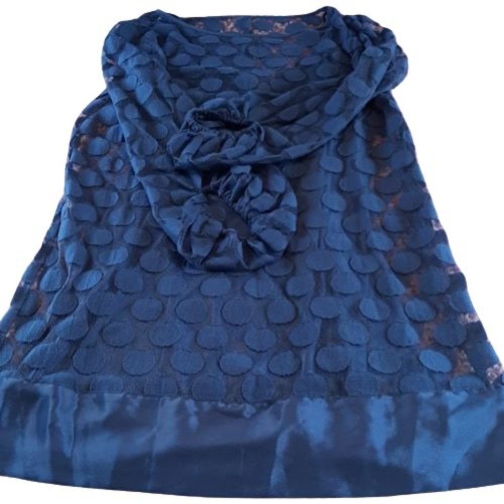 Shelli Segal Navy Blue Organza Polka Dot Slip Dress Size 10